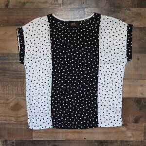 W5 Walter Baker Womans Small Black & White Spotted Dot Top Anthropologie